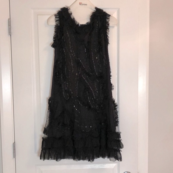 Red Valentino Black Sequin Tessuto Fabric Dress - Picture 1 of 8